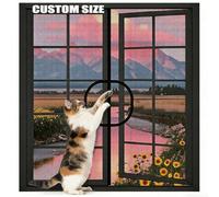 Yuly Cat Protection Window Guard with Zipper, Custom Size Cat Safety Net Window Screen for Cats, Self-Adhesive Netting Fly Screen Anti-Mosquito Insect Mesh