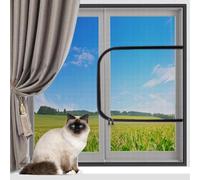 Yuly Cat Window Protection Net Custom Size,Cats Safety Nets,Double Zipper Self-Adhesive Anti-Mosquito Insect Netting,Balcony Window Guard Screen Mesh