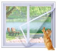 Yuly Custom Size Cat Proof Window Net,Self-Adhesive Cat Protection Net with Zipper,Fly Mosquito Screen,Semi-Tansparent Birds Cat Window Mesh Screens
