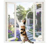 Yuly Custom Size Cat Window Net, Cat Safety Net for Balcony Window Door, Self-Adhesive Anti-Mosquito Fly Screen to Keep Bugs Out, Insect Mesh Replacement