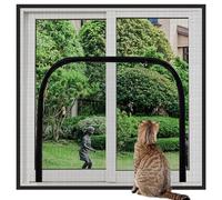 Yuly Personalised Size Window Screen,Cat Safety Net with Zipper,Pet Anti-escape Window Guard Nets Self Adhesive Fly Screen Window Mesh,Keep Bugs Out