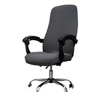 Yuly Scratch-proof Durable Chair Protectors, Stretch Resilient Desk Boss Armchair Cover, Computer Office High Back Chair Cover with Zip, Washable (L,Dark grey)