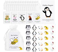 YULYNJQ 50Pack Positive Gifts Bulk Inspirational Teacher Dietitian End of Year Student Gifts,with Funny Card Organza Bag for Coworker Staff（Penguin,Rooster, Bee, Owl, Cow