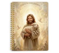 YULYNJQ Jesus Bible Journal Notebook, A5 Lined Spiral Bound Notes, 160 Pages Heavyweight Hardcover Notebooks for Note Taking, Writing, Meeting, Christian Religion Faith Gifts for Women Men Believer
