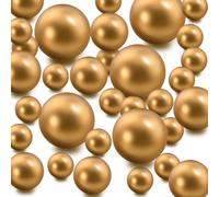 YULYNJQ Vase Filler Beads 100PCS Earth Gold Floating Bead for Centerpieces Vases Fake Pearl for Floating Candles Wedding Table Birthday Theme Party Home Decor Makeup Brush Beads No Hole 20/14/10mm