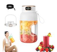 Yulyoie Multifunctional Portable Juicer Cup with Digital Display, Copenrain Portable Smoothie Blender on The Go, Portable Blender USB Rechargeable (White, 1 Cup+2 Lid)