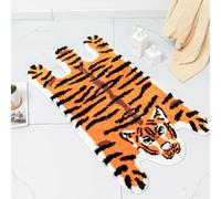 YulyreZome Tiger Bath Mat for Bathroom, Funny Cute Orange Yellow Tiger Cartoon Bathroom Rug Non-Slip Animal Door Mat Washable Absorbent Bathtub Plush Microfiber Decor Shower Rugs