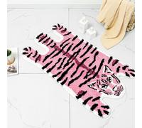 YulyreZome Tiger Bath Mat for Bathroom, Funny Cute Pink Tiger Cartoon Bathroom Rug Non-Slip Animal Door Mat Washable Absorbent Bathtub Plush Microfiber Decor Shower Rugs