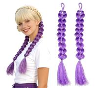 YULZAK 1 Pair Long Purple Hair Extensions,66cm Heart Shape Boxing Braids, Demon Heat-Resistant Synthetic Hair Piece,With Secure BB Clip, For Women, Cosplayers(Purple)