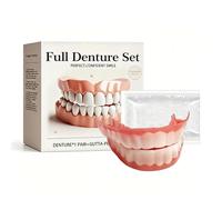 YULZAK Dentures Cosmetic Veneer Fake Teeth False Teeth Veneers White Dentures for Women Men Comfortable Protect Your Tooth and Regain Confident Smile with 50g Teething Gel（C）