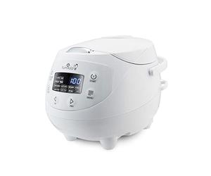 Yum Asia Panda Mini Rice Cooker With Ninja Ceramic Bowl and Advanced Fuzzy Logic (3.5 cup, 0.63 litre) 4 Rice Cooking Functions, 4 Multicooker functions, LED display, 220-240V (Arctic White)