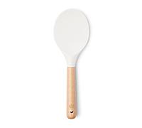 Yum Asia Premium Rice Spatula with Beech Wood Handle and Premium Silicone (Spoon Spatula, Ice White)