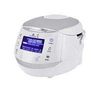 Yum Asia Sakura Rice Cooker - White and Silver - 8 Cups | Ninja ceramic coated bowl, Advanced Fuzzy Logic, 6 Rice Functions, 6 Multifunctions, Motouch LED Display, 220-240V UK Plug