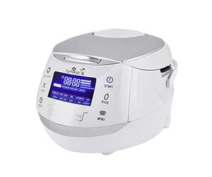 Yum Asia Sakura Rice Cooker with Ceramic Bowl and Micom Fuzzy Logic / 6 Rice Cooking Functions, 6 Multicooker Functions, Motouch LED Display (1.5 Litre) 220-240V UK/EU Power (White and Silver)