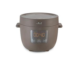 Yum Asia Tsuki Mini Rice Cooker with Shinsei Ceramic Bowl (2.5 Cups, 0.45 Litres), 5 Rice Cooking Functions, 2 Multicooker Functions, Hidden LED Display, 220-240V (Pebble Grey)