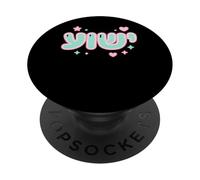 YUM! Cute Pink Blue Bubble Letters Hearts Stars PopSockets Adhesive PopGrip