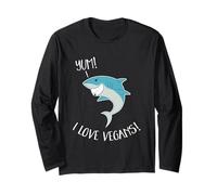 Yum! I Love Vegans! Fun Vegetarian Shark Swimming, Men/Women Long Sleeve T-Shirt