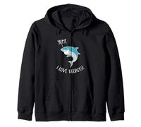 Yum! I Love Vegans! Fun Vegetarian Shark Swimming, Men/Women Zip Hoodie