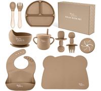 Yum Yums 10 Piece Silicone Weaning Sets - Toddler Feeding Kit - Mocha in Brown Yum Yums Brown