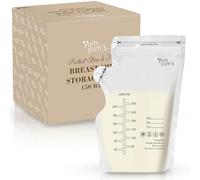 Yum Yum's 150 Pcs x 250ml Breast Milk Storage Bags - Disposable No-Leak Pouches w/Secure Double Zipper Seal & Pour Spout - Pre-Sterilised Freezer Bags - Easy Labeling for Date & Volume