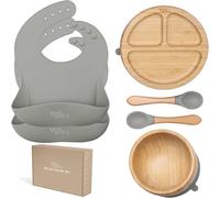 Yum Yums 6-Piece Silicone Feeding Baby Weaning Set - Olive Tableware Yum Yums Olive