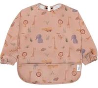 Yum Yum's Baby Coverall Silicone Weaning Bib - Waterproof, Easy Clean & Comfortable - Long Sleeve Bib for 6-12 Months - Multi-Functional Toddler Apron for Mess-Free Feeding - Safari Animals in Pink