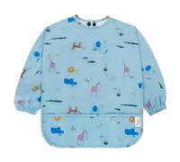 Yum Yum's Baby Coverall Silicone Weaning Bib - Waterproof, Easy Clean & Comfortable - Long Sleeve Bib for 6-12 Months - Multi-Functional Toddler Apron for Mess-Free Feeding - Safari Animals in Blue