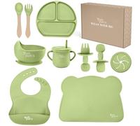 Yum Yum's Baby Weaning Set - Includes Toddler Water Bottle, Cups, Baby Bowls, Spoon, Fork, Baby Plate Set & More - Baby Feeding Set & Baby Gifts & Present - 10 Pieces (Mint Green)