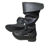 YUMALI 1 Pair Medieval Shoes, Renaissance Viking Flanging PU Leather Pirate Boots for Cosplay Knight, Prince (Black,40)