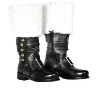 YUMALI Christmas Snow Boots with Metal Bell Renaissance Plush Shoe Mouth Leather Knight Boots for Cosplay Santa Claus (Black,40)