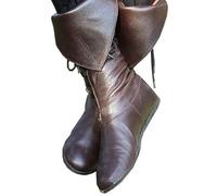 YUMALI Renaissance Knight Boots Retro PU Leather Medieval Shoes Viking Cosplay Pirate Snow Boots for Adults Children (Brown,43)