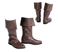 YUMALI Viking Snow Boots Medieval Retro Leather Single Shoes Renaissance Flat Bottom Knight Boots for Adult Cosplay (Brown,38)