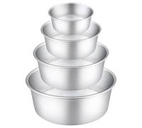 Yumatch Pack of 4 Round Cake Tins for Baking Non-Stick Aluminum Round Cake Pan with Removable Bottom for Wedding Birthday Christmas Party Cake Baking Sizes 4/6/8/10 inch