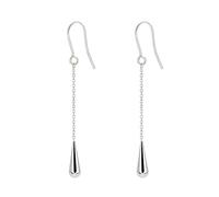Yumay 9ct Gold/Rose Gold/White Gold Teardrop Dangle Earrings for Women, High-Polished Shaped Earrings for Girls (Silver Tone)