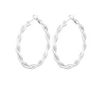 Yumay Twisted Rope Extra Large Gold Hoop Earrings 9ct Gold/White Filled Creole for Girls or Womens(40mm/30mm) (White Gold Hoop 40mm)