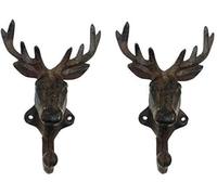 YUMBOR Rustic Heavy Duty Cast Iron Decorative Deer Wall Hooks Deer Antler Key Holder Hanging Towel Key Coat Hook Durable Iron Hanger Key Rack Living Room Bathroom Room Kitchen Wall Decoration