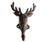 YUMBOR Rustic Heavy Duty Cast Iron Decorative Deer Wall Mounted Hooks Deer Antler Key Hat Holder Hanging Towel Key Coat Hook Rack Durable Iron Hanger Home Office Wall Decoration