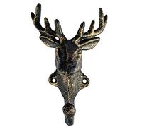 YUMBOR Rustic Heavy Duty Cast Iron Moose Coat Hook Wall Art Décor Hanging Towel Key Coat Deer Antler Rack Living Room Bathroom Kitchen Wall Decoration(Moose Hanger with Copper Finish)