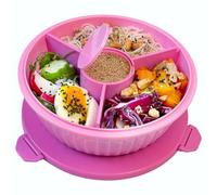 Yumbox Salad Bowl with lid, Poke bowl style, Removable 3-Section Divider, 4.2 Cups, Easy-Open Triple Latches, removable and built-in toppings cup, microwavalbe bowl, bento (Guava Pink)