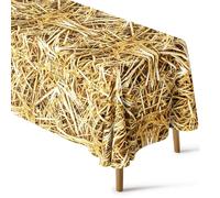 yumcute Cowboy Party Tablecloth, Western Cowboy Themed Decorations for Table, Country & Western Ranch Style with Straw Floral Pattern for Round or Rectangle Tables