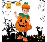 Yumcute Halloween Pumpkin Costume for Kids - Unisex Funny Cosplay Outfit Orange Costumes Cute Party Fancy Dress Clothes Outfits with Pumpkins Hat Baby, Teens, Ghost Festival (115-125cm), Yellow, XL