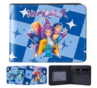 yumcute Kpop Wallet, Bifold RFID Blocking PU Leather Slim Wallet with Zip Coin Pocket Credit Card Currency Slots ID Window Compact Travel Wallet for Children