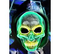 yumcute LED Mask With 3 Lighting Modes, Lightweight Halloween Carnival Purge Light Up Party Mask, Funny EL Wire Scary Mask for Festival Masquerade Cosplay