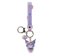 YuMe Hello Kitty & Friends Keychain & Strap - Kuromi | Peach Series Accessories for Kids Age 4+ | Rubber Keyring with Clip, Fruit Charm & Doll Figure | Collectable Sanrio Gift | Get all 4 Characters