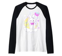 Yume Kawaii Fashion Big Bunny on the Moon Clothing Raglan Baseball Tee