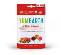 Yumearth 40 Organic Fruit Lollipop 8 Flavours Pomegranate, Watermelon, Strawberry, Apple, Cherry, Peach, Red Fruits and Mango