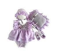 Yumech Newborn Photography Romper Lace Headband Hat Pillow Shoes Set Baby Girl Photo Costume Outfits Infant Princess Jumpsuit Photo Prop