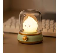 YumeGlint Flameless Kerosene-Style Night Light - Dimmable USB-Rechargeable LED Candle Light with Flicker & Steady Modes, Silicone Flame, Cozy Bedroom, Kids, Travel Lamp (Green)