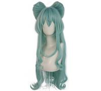 Yumemizuki Wig Dark Green Long Straight with Bangs Updo Heat Resistant Synthetic Costume Hairs for Adult Women Halloween Cos Anime Party Replacement Wigs