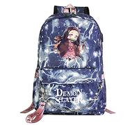 Yumenam Anime Theme Backpack with USB Charging Port Nezuko 'Demon Slayer' Letter Printing Laptop Backpack School Bag Outdoor Sports Daypacks for Kimetsu no Yaiba Anime Lovers